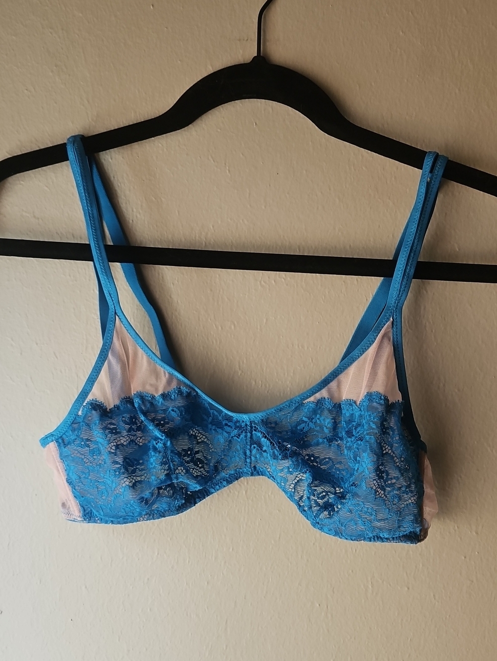 Cosabella Blue & Nude Lace Bralette Large